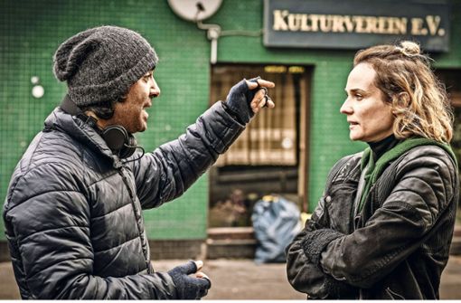 Fatih Akin und Diane Kruger in Hamburg bei den Dreharbeiten zu „Aus dem Nichts“ Foto: Verleih