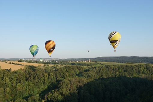 Ein prächtiges Bild boten am Freitagmorgen die Ballone über Horb. Foto: Jürgen Lück