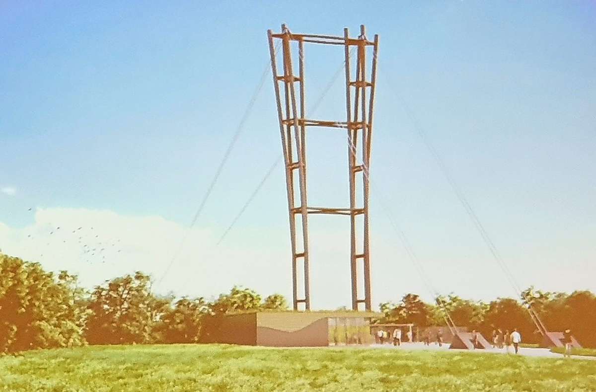 So sieht der neue Entwurf für den Einstiegspylon der Hängebrücke – unspektakulär im Vergleich zu einem früheren Entwurf. Diese Lösung wurde dem Gemeinderat am Mittwoch präsentiert. Foto: Otto