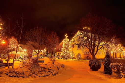 Auch die Verkehrsteilnehmer sollen in Hörschweiler in weihnachtliche Stimmung kommen. Deswegen haben sie die Hörschweiler viel Mühe mit ihrer Beleuchtung gemacht. Foto: Rainer Fischer Foto: Schwarzwälder Bote