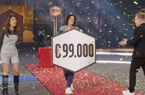 Andrea hat sich in fünf Sendungen durchgesetzt und 99.000 Euro gewonnen. Foto: SAT1/Screenshot: Otto