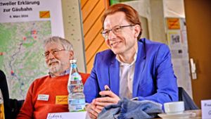 Michael Leibrecht (links) und  Andreas Frankenhauser bei der Gründung des Gäubahn-Aktionsbündnisses Foto: Lück