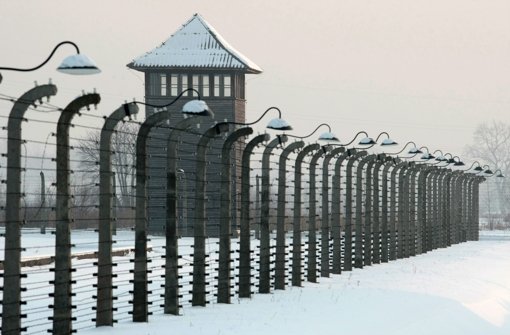 Ein Wachturm steht an einem Zaun im ehemaligen KZ Auschwitz-Birkenau. Foto: dpa