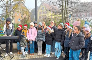 Die Klasse 6b des OHG bereicherte den Schülerweihnachtsmarkt mit weihnachtlichen Liedbeiträgen. Foto: Uwe Priestersbach