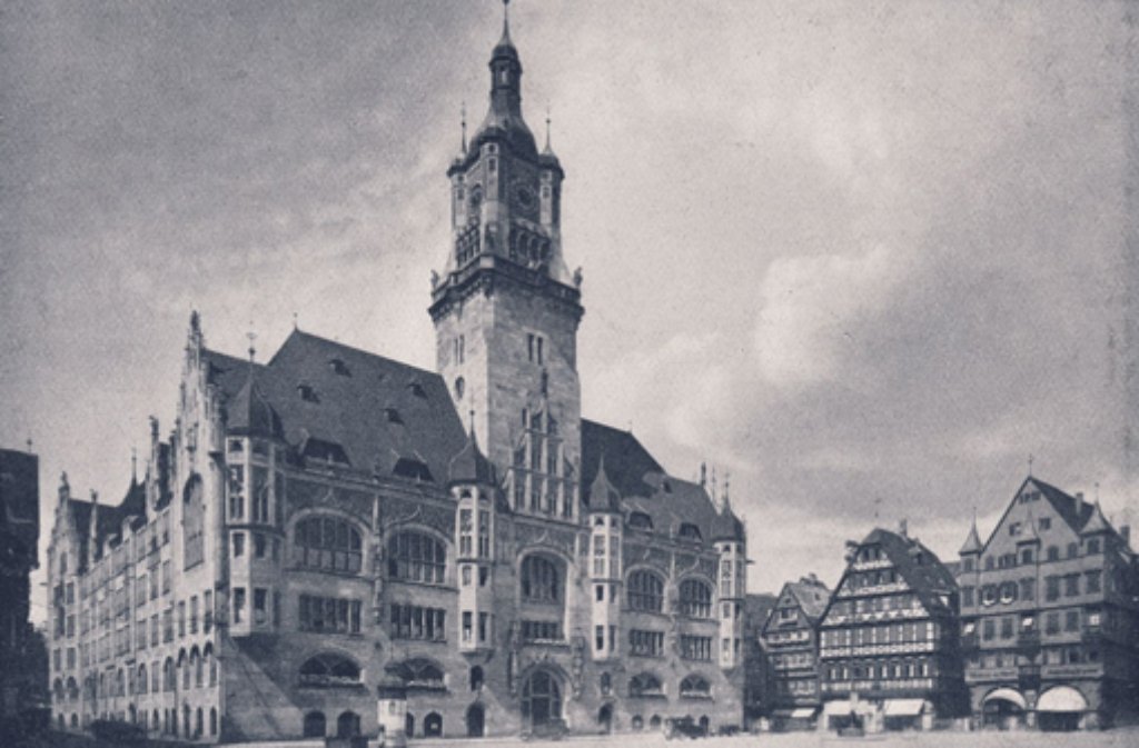 Das alte Stuttgarter Rathaus in den 1930er Jahren. 1944 brannte es nach Bombenangriffen komplett aus.