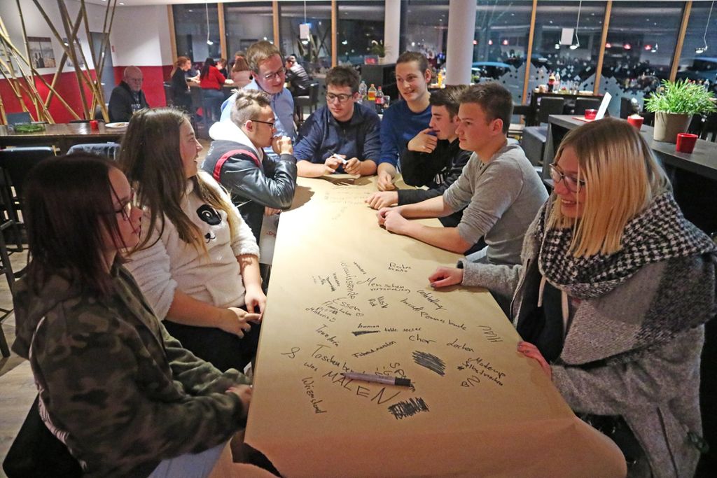 Ihre Ideen, was die Stadt Meßstetten für die Jugend tun kann, hielten die Jugendlichen auf Plakaten fest.  Foto: Müller
