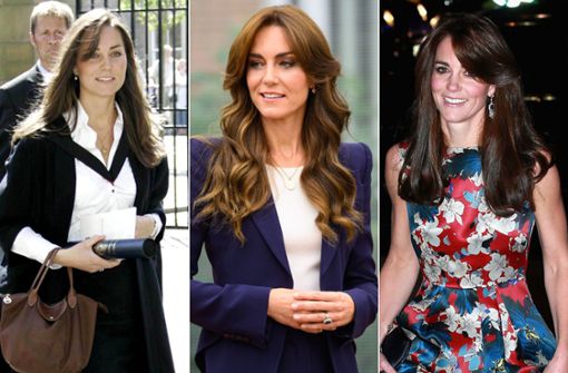 Nicht ohne meinen Pony: Die Prinzessin von Wales trug ihn schon, als sie noch Kate Middleton hieß (links) und kehrt immer wieder zu dem Look zurück. Foto: Imago/ZUMA Press/PA Images