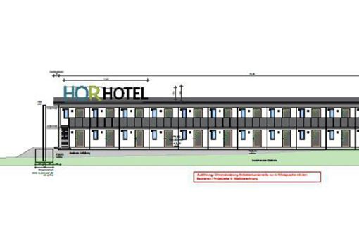Der Plan des neuen HOR-Hotels an der Pappelstraße. Wenn die Baugenehmigung rechtzeitig kommt, könnte es zum Start der Sommerferien eröffnen Foto: WMM