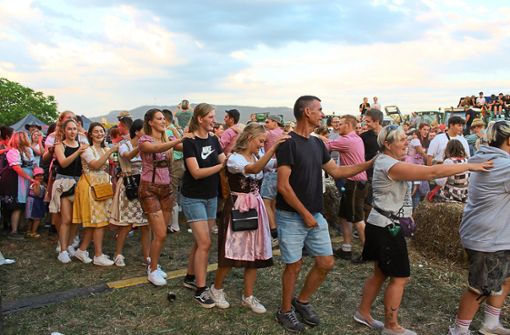 Gute Stimmung auf dem Marienhof: Die Konzertbesucher tanzen Polonaise. Foto: Breisinger