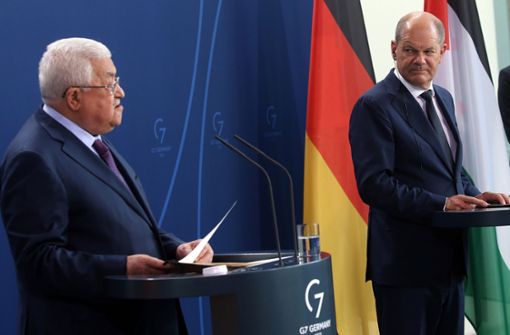 Palästinenserpräsidenten Mahmud Abbas und Bundeskanzler. Foto: dpa/Wolfgang Kumm