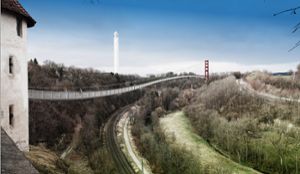 Ohne Stützpfeiler im Neckartal soll die Hängebrücke gebaut werden. Foto: Neckarline