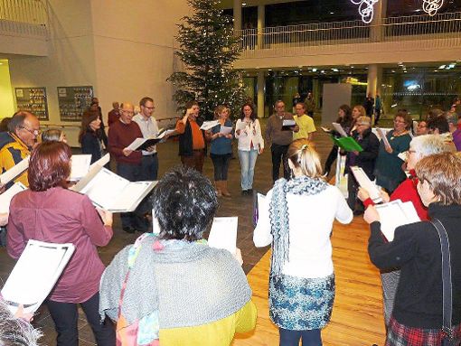 Weihnachtliche Stimmung  brachten Sänger von Chören aus der Doppelstadt ins Schwarzwald-Baar-Klinikum. Foto: Disch Foto: Schwarzwälder-Bote