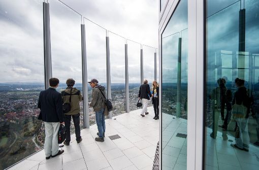 Die 232 Meter hohe Plattform des ThyssenKrupp-Aufzugstestturm ist die höchste Deutschlands. Foto: dpa