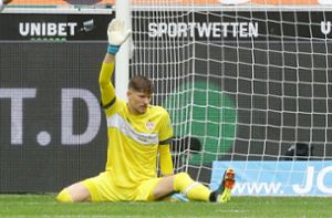 VfB-Torhüter Gregor Kobel meldet Interesse an einem Wechsel zu Borussia Dortmund an. Foto: Baumann