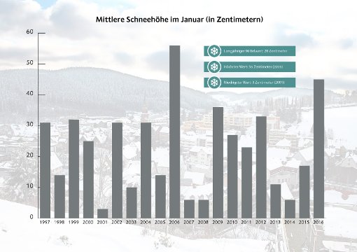Der Januar in Furtwangen war zwar mild, trotzdem gab es Schnee wie letztmals vor zehn Jahren.  Grafik: Köppel/Ulm Foto: Schwarzwälder-Bote