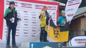 Den Gesamtsieg im Deutschen Biathlon-Schülercup  holte sich Raphael Perenthaler (Mitte) und Platz drei ging  an  Maximilian Scheja (rechts). Foto: Andreas Perenthaler (SC Schönwald