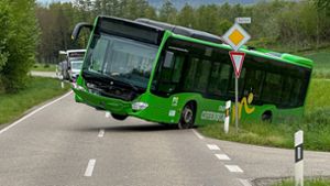 Bus landet bei Offenburg im Straßengraben