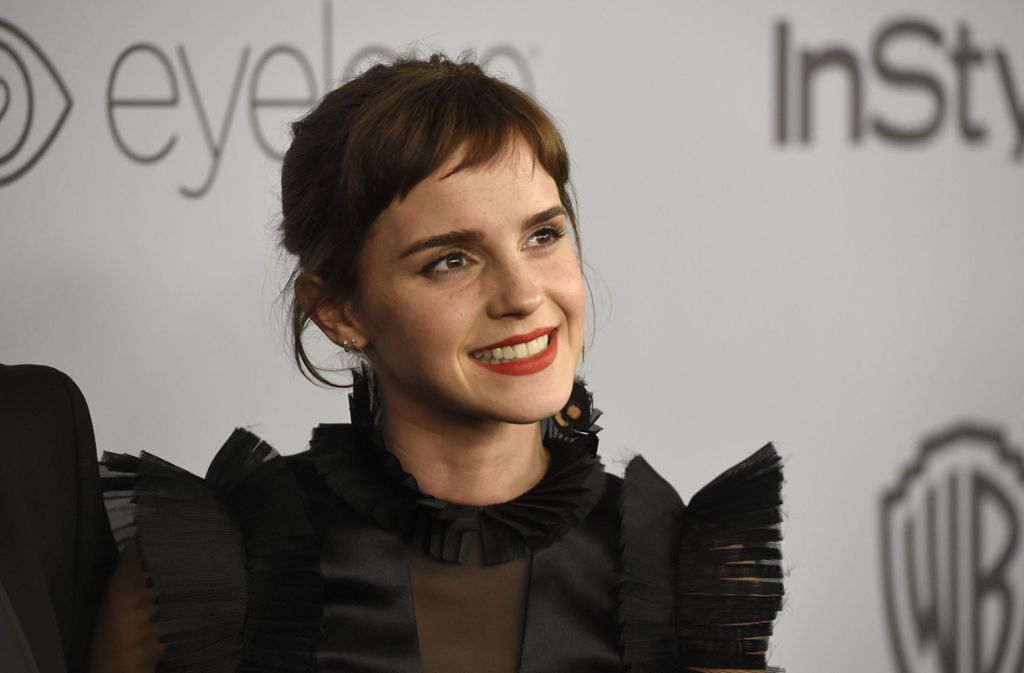 Schauspielerin Emma Watson erschien in einem tiefschwarzen Abendkleid zu den Golden Globes – um gegen sexuelle Gewalt in der Filmbranche und im Alltag zu protestieren
