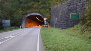 Baustelle in Schiltach wegen Tunnelertüchtigung