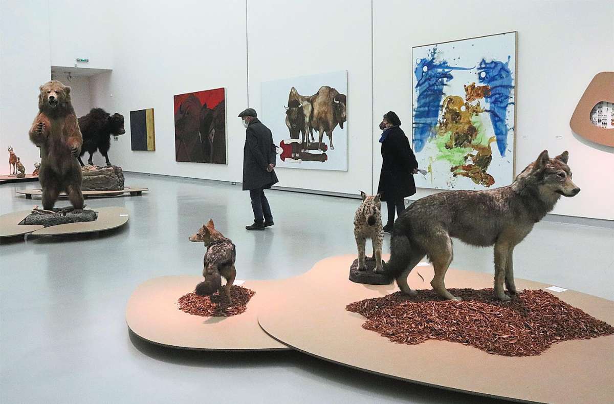 Die Tiere stehen im Mittelpunkt der Ausstellung Bestia im Museum Würth in Erstein. Gemälde, Zeichnungen und Plastiken zeitgenössischer Künstler werden mit Präparaten des zoologischen Museums Straßburg in Beziehung gesetzt. Quelle: Unbekannt