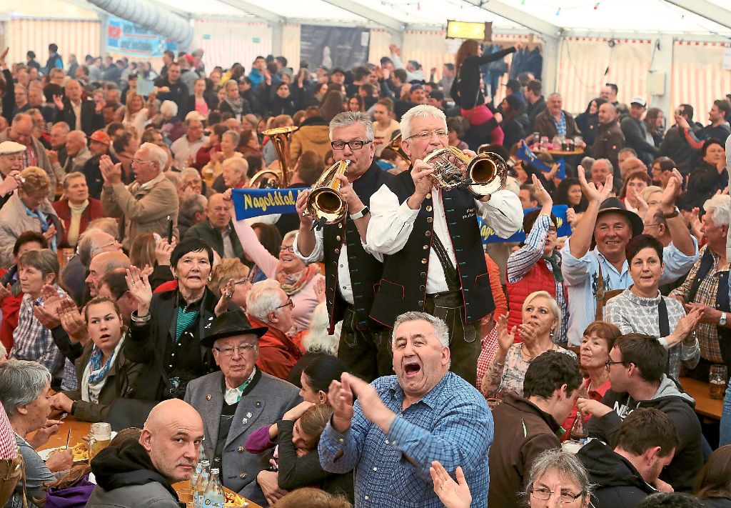 Die Nagoldtalmusikanten füllten gestern beim Vollmaringer Frühlingsfest einmal mehr das Zelt. Foto: Priestersbach