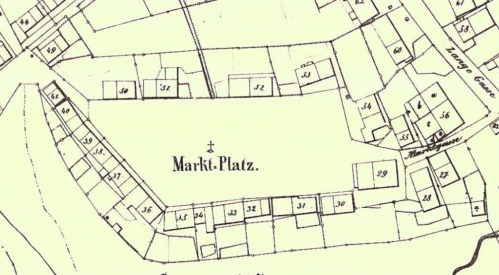 Regelmäßig und klar strukturiert: der Grosselfinger Marktplatz nach der Flurkarte von 1860.
