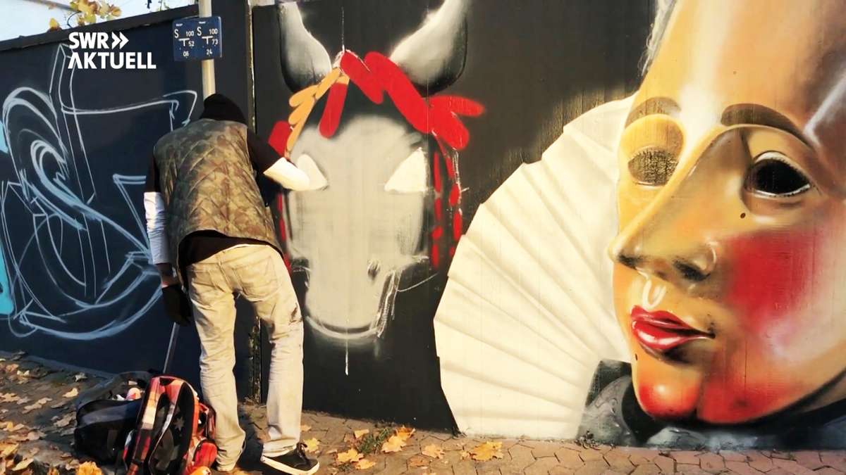 Dem SWR ist das Graffiti-Projekt einen Beitrag in der Landesschau wert.  Screenshot: Köppel
