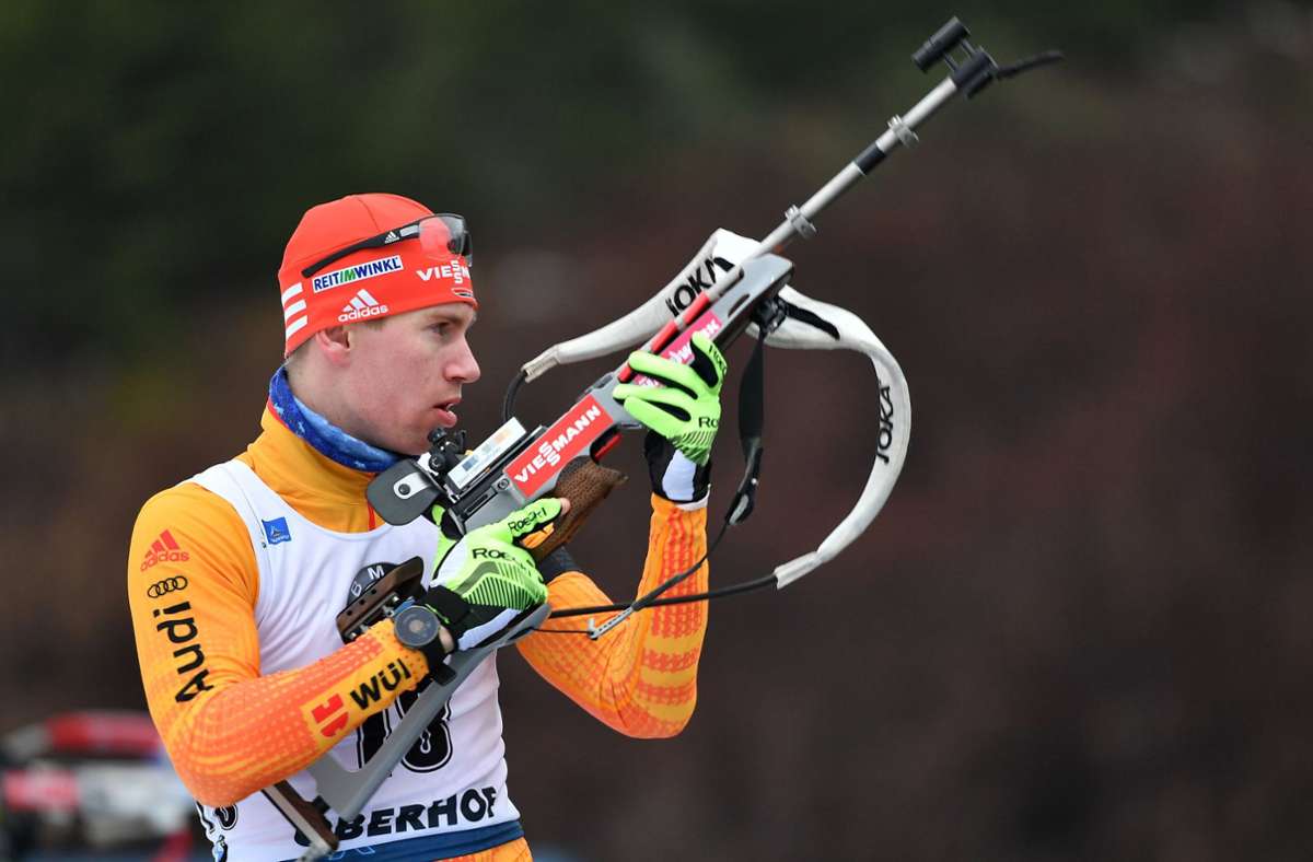 Biathlet Johannes Kühn gewinnt erstmals ein Weltcup-Rennen (Archivbild). Foto: AFP/FRANCK FIFE