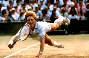 Boris Becker bei seinem Wimbledon-Sieg 1985. Foto: dpa