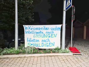 Diese Banner hängen am Mittwochmorgen in Empfingen.  Foto: privat