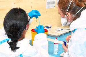 Sonja Gutzeit zieht im Labor des Kreisimpfzentrums die Spritze mit dem Impfstoff auf. (Archivfoto) Foto: Landratsamt Schwarzwald-Baar