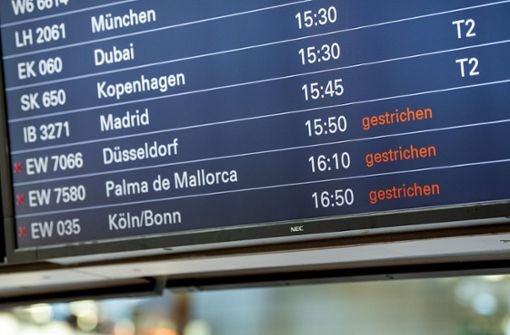 Wegen des Streiks fiel gut die Hälfte aller Eurowings-Flüge aus. Foto: dpa/Daniel Bockwoldt