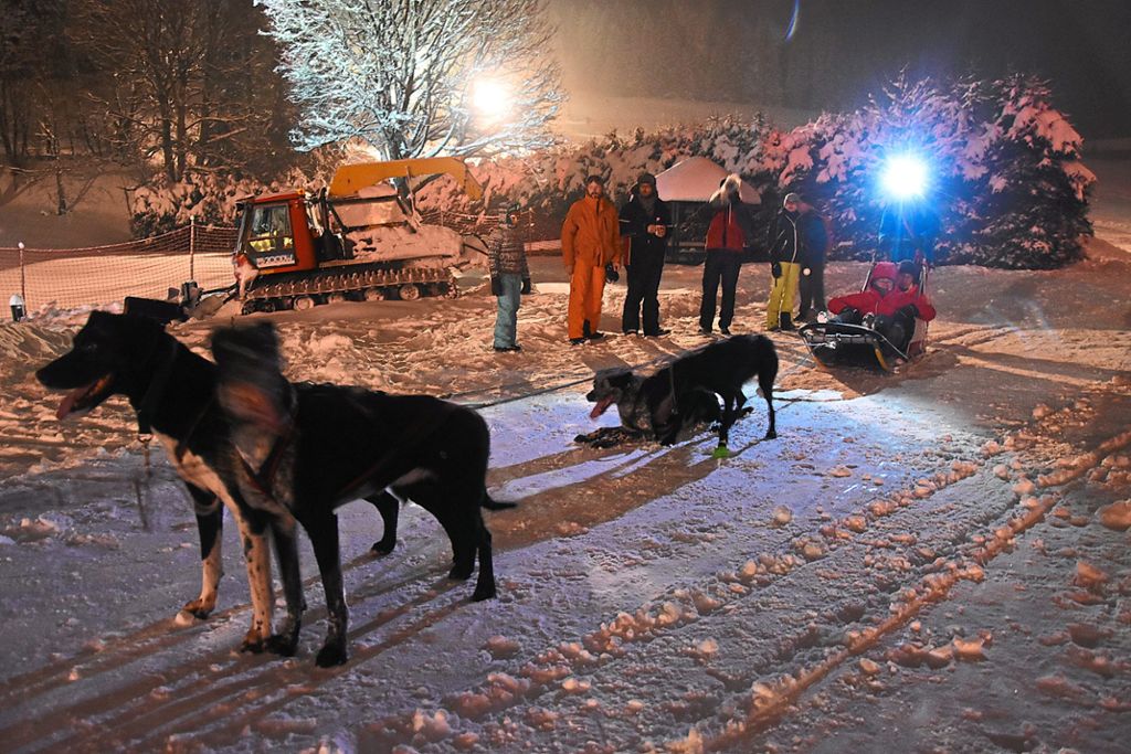 Das Highlight eines jeden Wintercamps: Die Teilnehmer dürfen auf dem Hundeschlitten mitfahren.