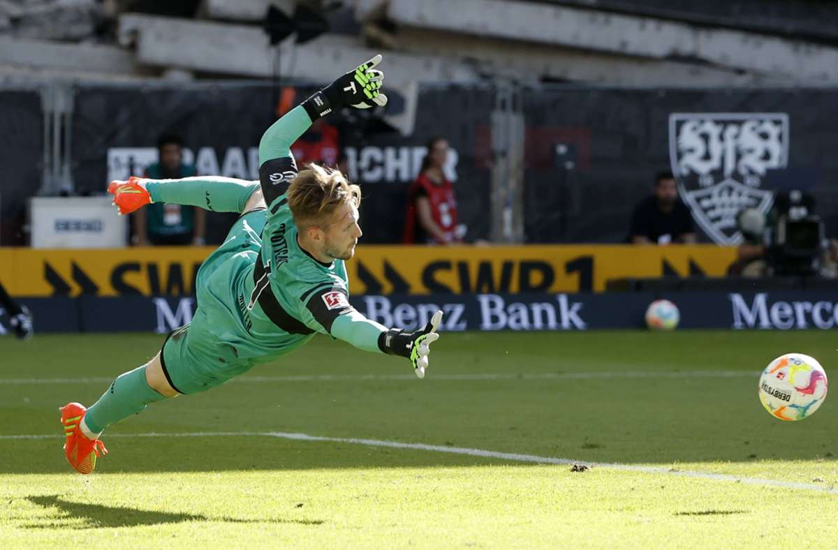 VfB-Torhüter Florian Müller zeigte eine starke Partie. Foto: IMAGO/Philippe Ruiz