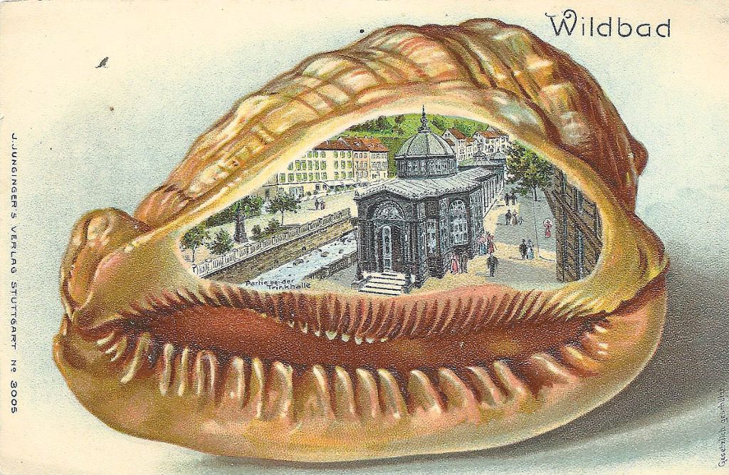 Das gefiel den Ansichtskartenschreibern von 1896: Wildbad in einer Muschel. Auf dem Bild ist eine  Partie bei der Trinkhalle zu sehen. Fotos: Bechtle