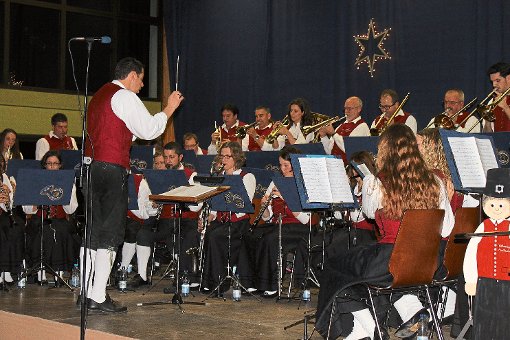 Der Musikverein Vollmaringen gab mit dem Projektchor und dem großen Orchester  die Weihnachtsgeschichte musikalisch wieder.  Fotos: Geisel Foto: Schwarzwälder-Bote