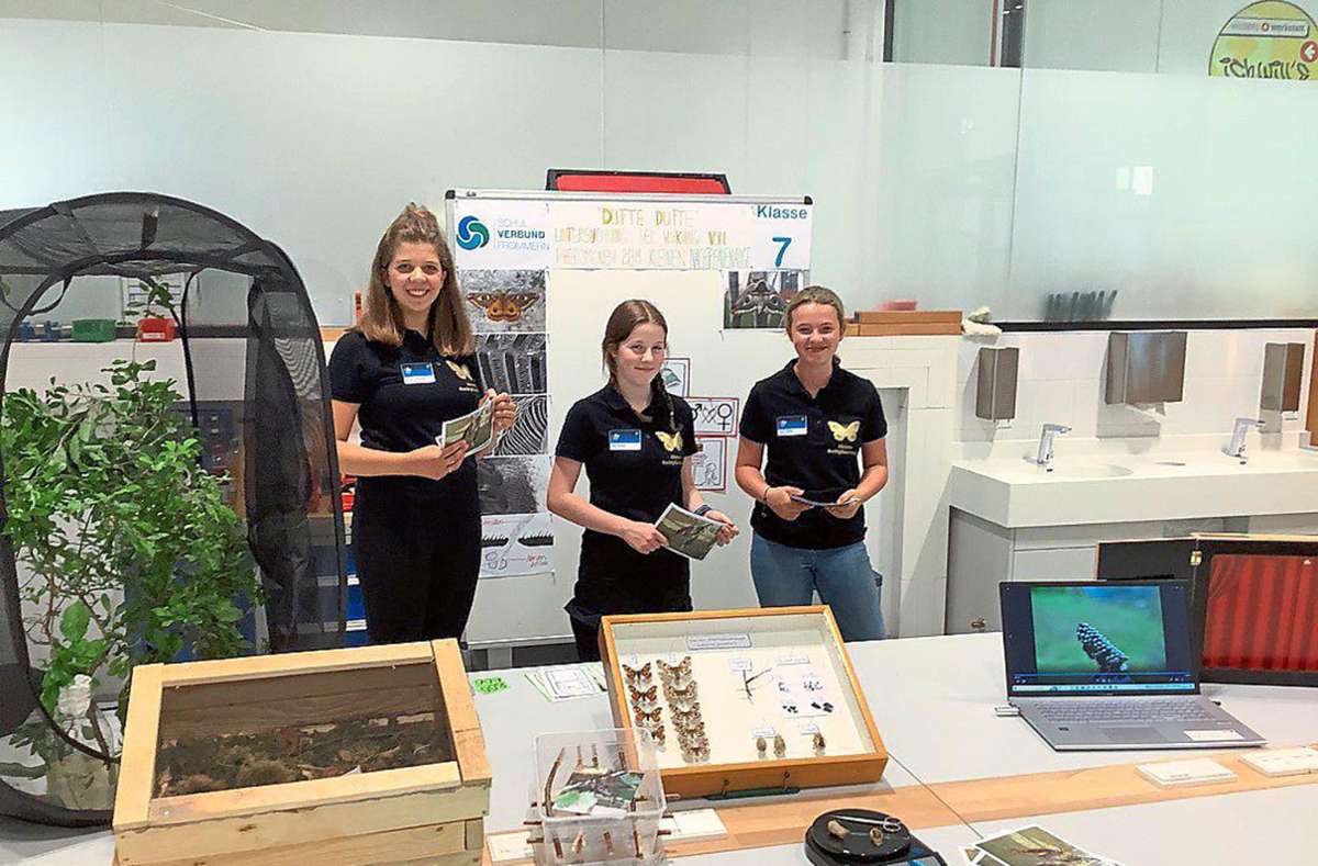 Sie nahmen stellvertretend für die Biologie-AG den Preis entgegen (von links): Romeea Verrengia, Nora Konrad und Lena Luppold Foto: Kettner