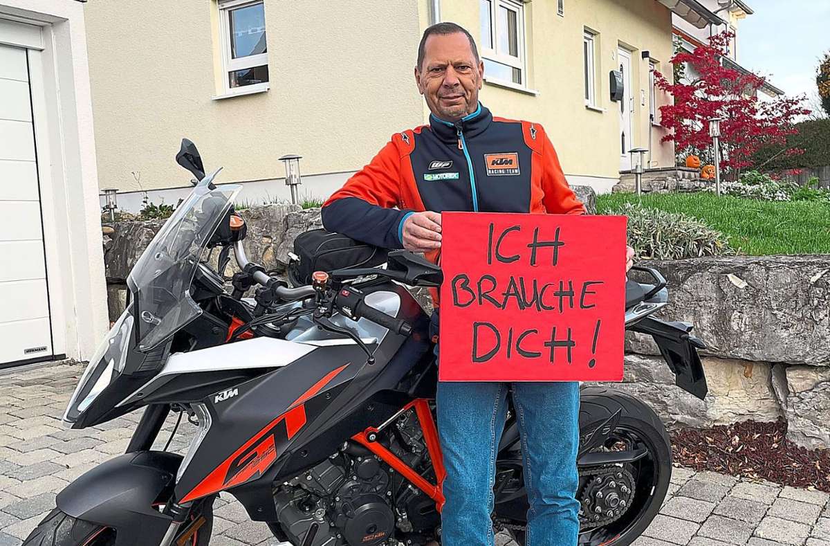 Gib Gas für Uwe ist das Motto der neuen DKMS-Kampagne. Blutkrebs-Patient Uwe Kahles aus Zimmern ist leidenschaftlicher Motorradfahrer. Foto: DKMS