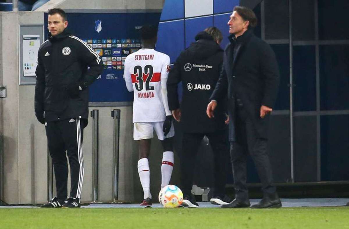 Nach 78 Minuten in Hoffenheim muss Naouirou Ahamada vorzeitig in die Kabine. In unserer Bildergalerie blicken wir auf das Spiel am Dienstag zurück. Foto: Baumann