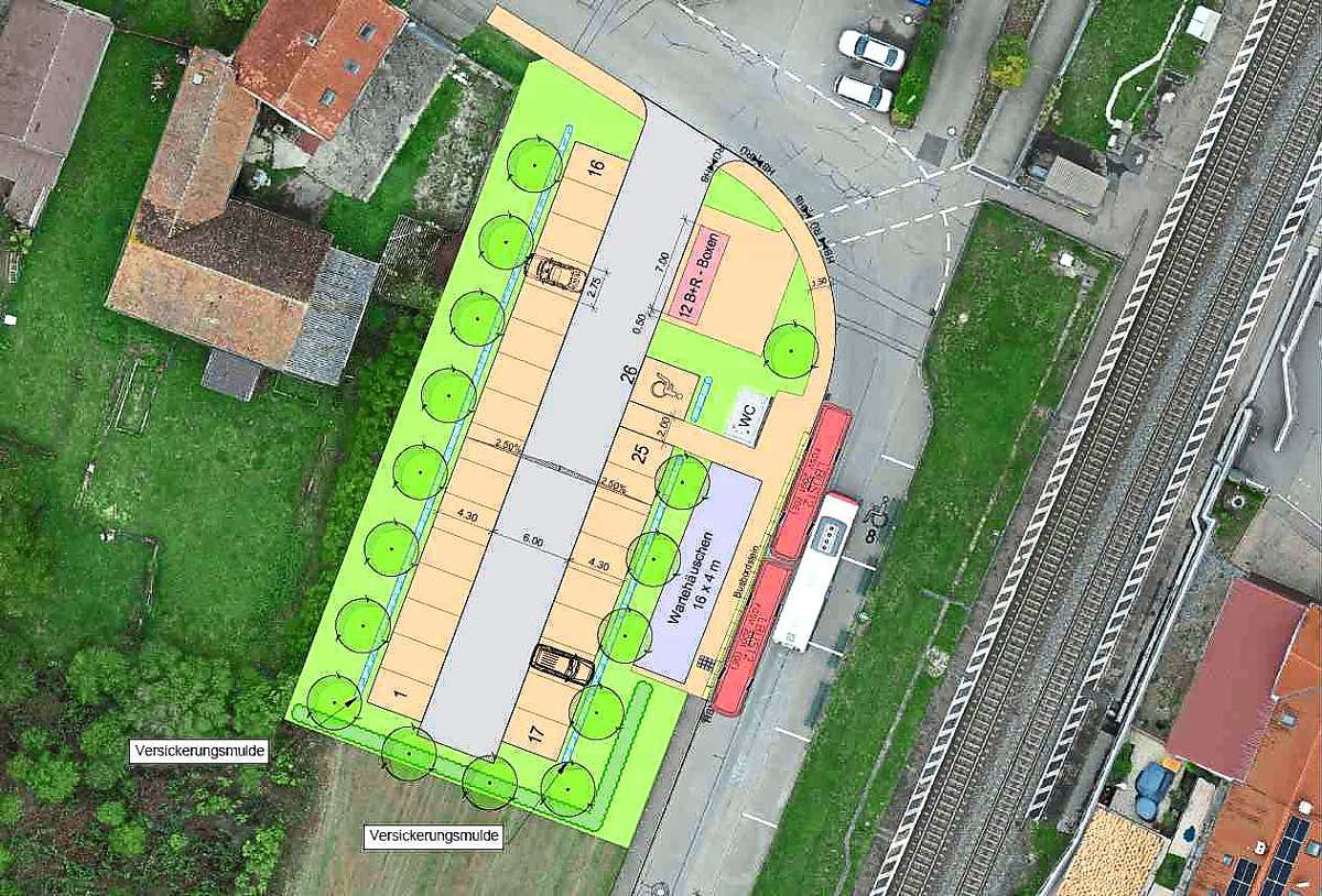 Das sind die groben Pläne für den Umbau des Ringsheimer Bahnhofs zum Mobilitätsknoten. Grafik: Keller