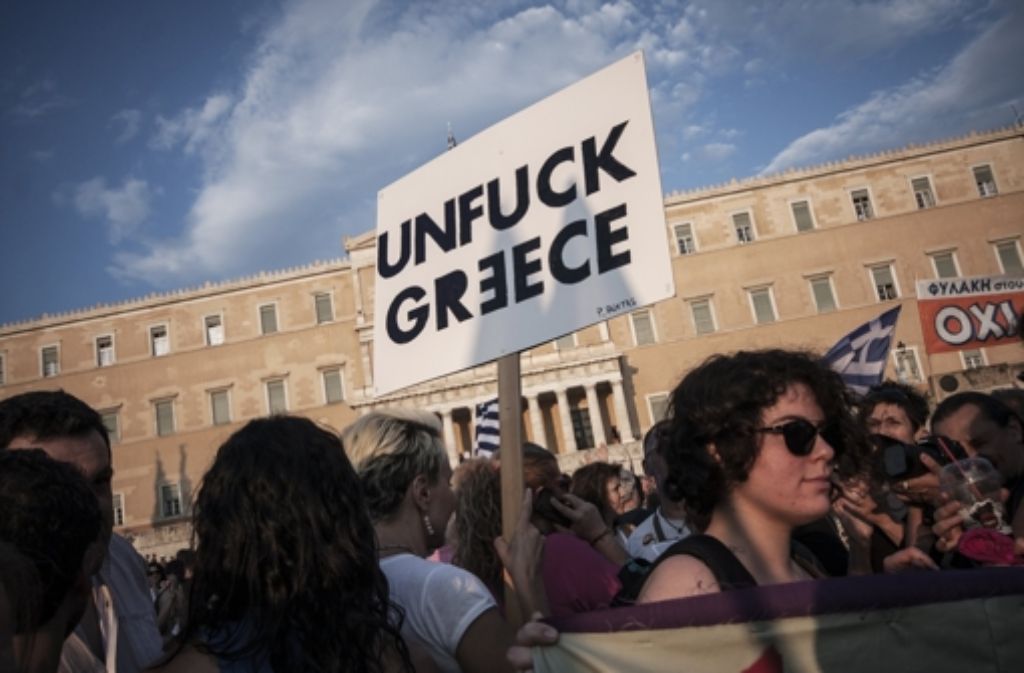 Unfuck Greece - wenn das nur so einfach wäre. Griechenland steckt tief in der Krise. Foto: dpa
