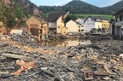 Von der Flutwelle zerstörte Häuser im Landkreis Ahrweiler (Rheinland-Pfalz), einer der besonders betroffenen Regionen. Hier war Volker Hauger im Einsatz. Foto: Hauger
