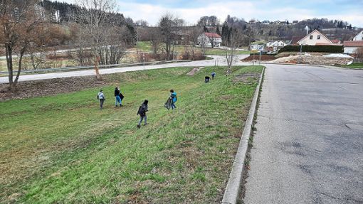 Die Grünflächen rund um das Wohngebiet Bueloch befreiten die Kinder und Jugendlichen von Müll. Fotos: Kopf Foto: Schwarzwälder Bote