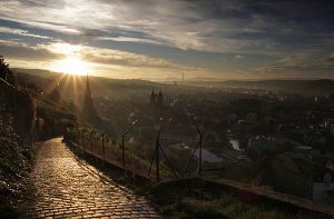 Blick aus den Weinbergen auf Esslingens Altstadt früh am Morgen. Foto: Leserfotograf bdslucky48