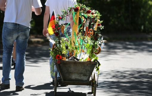 Traditionell wird am Vatertag mit dem Bollerwagen durchs Land gezogen. Foto: dpa
