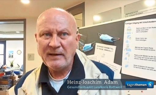 Gesundheitsamtsleiter Heinz-Joachim Adam ist am Montagabend in den Tagesthemen zu sehen. (Screenshot) Foto: ARD Mediathek