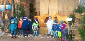 Kinder des Kindergartens St. Benedikt besuchten den Weihnachtsrundweg in Neu-Nuifra. Foto: Schwarzwälder Bote