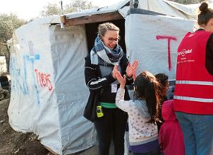 Verena Röck leistet ein Jahr lang Hilfe im Flüchtlingscamp auf Lesbos. Foto: Privat