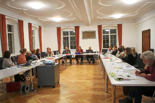 Mitglieder des Familienbündnisses sprachen im historischen Saal des Rathauses über neue Herausforderungen. Foto: Schwarnowski Foto: Schwarzwälder-Bote