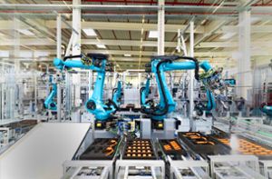 Roboter bei der Arbeit: Die Batteriefabrik von Dräxlmaier in Sachsenheim ist hochautomatisiert. Foto: Dräxlmaier